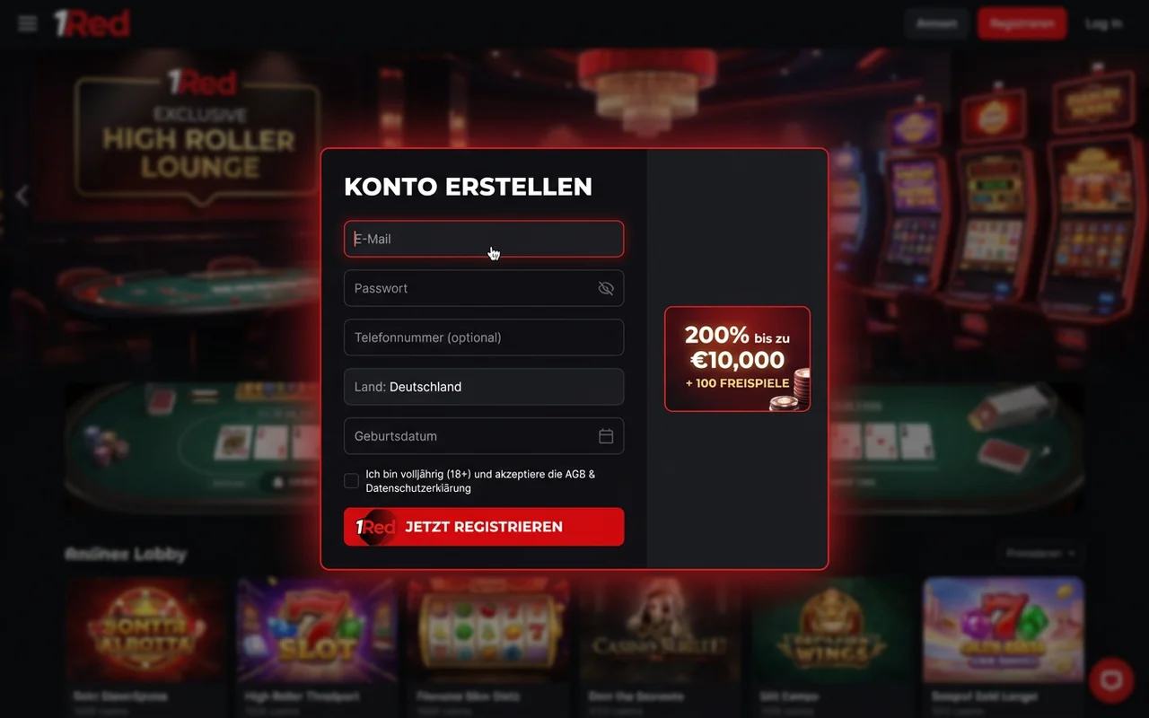 Registrierung in unter 60 Sekunden – 1Red